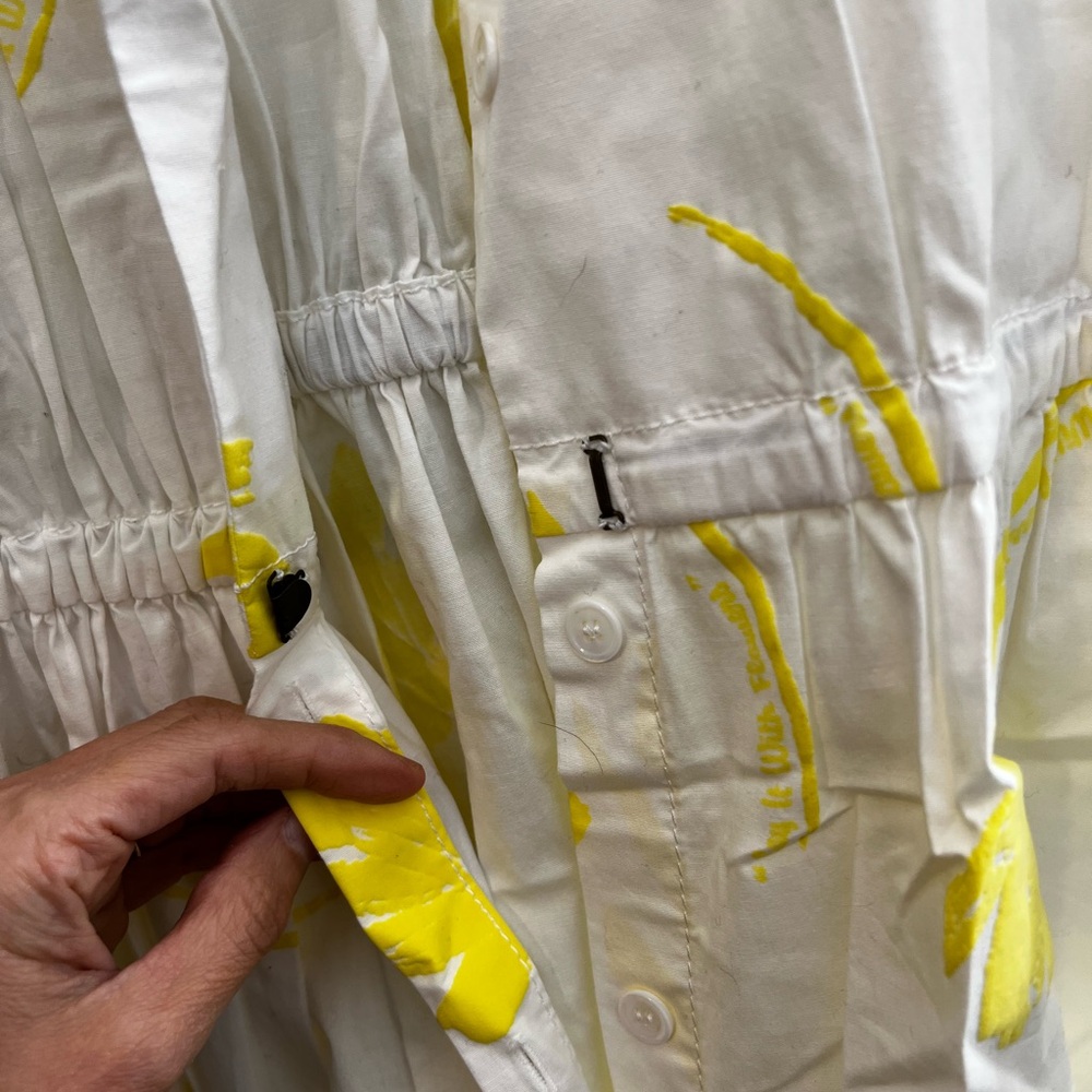 Floral Belted White and Yellow Dress - Picture 10 of 11